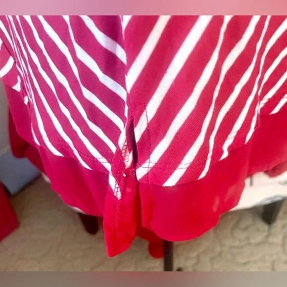 Steven Edwards Red and White Striped Tunic Top Medium​​ New With Tags - Picture 7 of 8